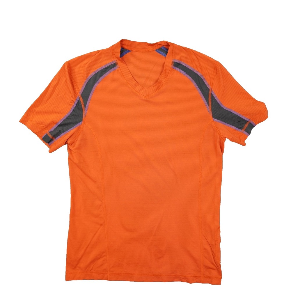 lululemon Metal Vent Shirt Men's Small Vintage Orange Grey V Neck Training Gym